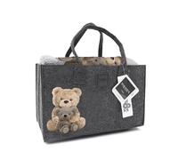 Daunex Plaid in Morbido Coral Retro Sherpa + Borsa in Feltro Art. My Teddy - Grigio, Dimensione 1
