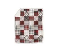 Daunex Plaid Morbidotto Light in Pile, 240 cm x 200 cm, Motivo Scozzese Rosso e Bianco