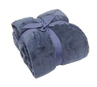 Daunex Plaid Morbidotto Matrimoniale in Pile 250x200 colore BLU NAVY