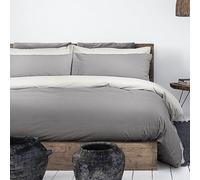 Daunex Seersucker Bicolor Parure Copripiumino Singolo, Perla-Antracite 01, SINGOLO