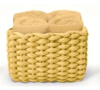 Daunex - Set 4 Lavette 30x30 - Mini Asciugamano Ospite in Spugna di Cotone - Confezionato in splendida Confezione in Tessuto Intrecciato - Ocra