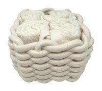 Daunex - Set 4 Lavette 30x30 - Mini Asciugamano Ospite in Spugna di Cotone - Confezionato in splendida Confezione in Tessuto Intrecciato - Naturale