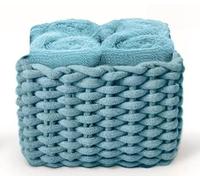 Daunex - Set 4 Lavette 30x30 - Mini Asciugamano Ospite in Spugna di Cotone - Confezionato in splendida Confezione in Tessuto Intrecciato - Avio