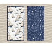 Daunex Telo Mare in Microfibra Double Face Stampa Digitale con Pochette Art. Vessel - Blu