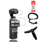 daunke 1 protezione per lenti e 1 pellicola protettiva per display per fotocamera DJI Osmo Pocket 4, vetro temperato, antigraffio, impronte digitali, senza bolle, HD trasparente, con cinturino da