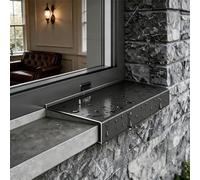 Davanzale in Alluminio per Muro Esterno Drenaggio e Deflettore Pioggia | Bordo di Gocciolamento della Grondaia per Case, Uffici, Scuole, Hotel, Balcone, Facciate, Lunghezza: 1 m(6cm)