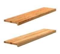 davanzale in legno di rovere massiccio, 2 pezzi, marrone chiaro, 110 x 25 x 2 cm, davanzale per finestra in legno massiccio non trattato, per decorazione, davanzali di facile manutenzione con venature
