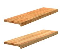 davanzali per finestre, 2 pezzi, marrone chiaro, 90 x 25 x 2 cm, in legno | Superficie non trattata, venature naturali, facile da pulire, ideale per la decorazione