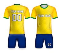 Davcielaora Kit di calcio Brasile Jersey per uomo/donna/bambini ragazzi stampa leopardo personalizzato nome squadra numero logo tuta per fan, Giallo-1., S