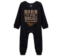 Davcielaora Tutina a maniche lunghe con scritta "Born to Ride Horses with Mommy", H-Nero , 6 mesi
