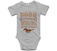 Davcielaora Tutina a maniche lunghe con scritta "Born to Ride Horses with Mommy", T-Grigio, 3 mesi