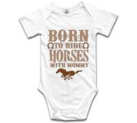 Davcielaora Tutina a maniche lunghe con scritta "Born to Ride Horses with Mommy", T-white, 6 mesi