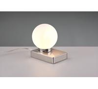 DAVI II LAMPADA DA TAVOLO ACCIAIO SFERA VETRO BIANCO H.15CM 1 LUCE ATTACCO E14