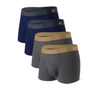 DAVID ARCHY Boxer da uomo in rayon realizzato in bambù, senza cuciture, traspirante, senza cuciture, confezione da 4, Blu navy/grigio scuro con gamba corta da 8,9 cm in confezione da 4, XX-Large
