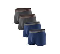 DAVID ARCHY Boxer da Uomo Pantaloncini retrò in bambù con Rigonfiamento Mutande con Tasche 3D Traspiranti Ultra Morbidi Basic Multipack, Pacco da 4