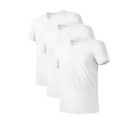 DAVID ARCHY Canottiere e Magliette Intime da Uomo con Scollo a V in Fibra di bambù, Maniche Corte, Bianche morbide, Flessibili, Traspiranti, Confezione da 3