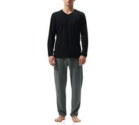DAVID ARCHY Pigiama da Uomo in Cotone Due Pezzi Pigiameria Camicia a Maniche Lunghe e Pantaloni Lounge con Scollo a V, soffice e Confortevole