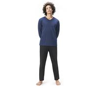 DAVID ARCHY Pigiama da Uomo in Cotone Due Pezzi Pigiameria Camicia a Maniche Lunghe e Pantaloni Lounge con Scollo a V, soffice e Confortevole