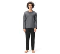 DAVID ARCHY Pigiama da Uomo in Cotone Due Pezzi Pigiameria Camicia a Maniche Lunghe e Pantaloni Lounge con Scollo a V, soffice e Confortevole