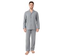 DAVID ARCHY Pigiama da Uomo in Cotone Pigiama da Notte Camicia a Maniche Lunghe e Pantaloni Lounge con Tasche con Bottoni, Morbido e Confortevole
