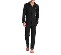 DAVID ARCHY Pigiama da Uomo in Cotone Pigiama da Notte Camicia a Maniche Lunghe e Pantaloni Lounge con Tasche con Bottoni, Morbido e Confortevole