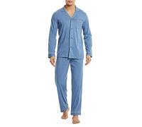 DAVID ARCHY Pigiama da Uomo in Cotone Pigiama da Notte Camicia a Maniche Lunghe e Pantaloni Lounge con Tasche con Bottoni, Morbido e Confortevole
