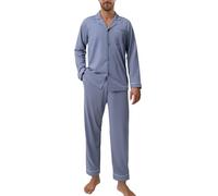 DAVID ARCHY Pigiama da Uomo in Cotone Pigiama da Notte Camicia a Maniche Lunghe e Pantaloni Lounge con Tasche con Bottoni, Morbido e Confortevole