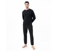 DAVID ARCHY Pigiama da Uomo in Cotone Pigiama da Notte Camicia a Maniche Lunghe e Pantaloni Lounge con Tasche con Bottoni, Morbido e Confortevole