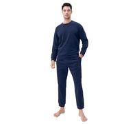 DAVID ARCHY Pigiama da Uomo in Cotone Pigiama da Notte Camicia a Maniche Lunghe e Pantaloni Lounge con Tasche con Bottoni, Morbido e Confortevole