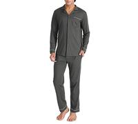DAVID ARCHY Pigiama da Uomo in Cotone Pigiama da Notte Camicia a Maniche Lunghe e Pantaloni Lounge con Tasche con Bottoni, Morbido e Confortevole