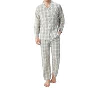 DAVID ARCHY Pigiama da uomo, set a quadretti, classico, in cotone, con bottoni, colletto a risvolto, da notte, leggero e traspirante, Multi-color Large Scale Check, XL