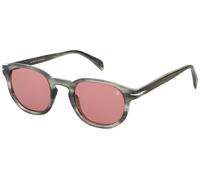 David Beckham DB 1007/S 2W8-4S 49 Men's Sunglasses - Grey Horn Frame, Green Lenses