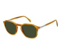 David Beckham DB 1115/S DUA-QT 52 Sunglasses - Striped Yellow Frame, Green Lenses