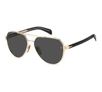 David Beckham DB 1121/G/S RHL-IR A 61 Men's Sunglasses - Gold and Black Frame, Grey Lenses