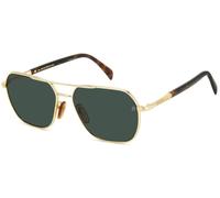 David Beckham DB 1128/G/S 06J/QT 59 Sunglasses - Gold Havana Frame, Green Lenses