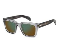 David Beckham Men's Sunglasses DB 7100/S KB7/MT 52 - Transparent Grey Frame, Blue Mirror Lenses