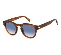 DAVID BECKHAM Uomo DB 7041/S FLAT WR9/08 Occhiali da sole Acetato Havana/Marrone Azzurro Rotonda Sfumato