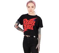 David Bowie Crotampad T-Shirt da Donna Donne Rebel Song Band Banda Nero Top L