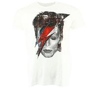David Bowie Halftone Flash Face bianca Maglietta Ufficiale Autorizzato Music