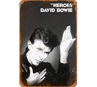 David Bowie Heroes Targa in Latta Poster Vintage Targa Decorazione da Parete per Bar Cafe Giardino Camera da Letto Ufficio Hotel 20X30 cm