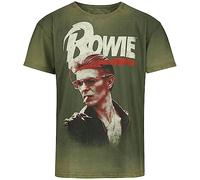 David Bowie Smoking Uomo T-Shirt Verde 100% Cotone Regular