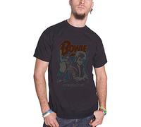 David Bowie T Shirt Distressed 1972 World Tour Manifesto Ziggy Ufficiale Uomo