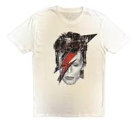 David Bowie T Shirt Halftone Flash Face Nuovo Ufficiale Uomo Distressed Bianca Size S