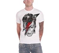 David Bowie T Shirt Halftone Flash Face Nuovo Ufficiale Uomo Distressed Bianca Size XL