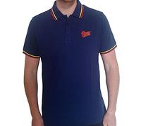 David Bowie - David Bowie Polo Shirt Flash Logo Nuovo Ufficiale Uomo Navy Blu Size L
