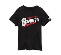 David Bowie T-Shirt Unisex Adulti World Tour 1974 Music Band Black Tee XL