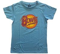 David Bowie T-shirt unisex per adulti con logo vintage Diamond Dogs, Blu, XXL