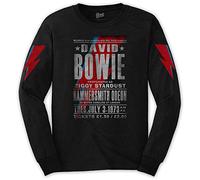 David Bowie Unisex Long Sleeve T-Shirt: Hammersmith Odeon (Nero) (Sleeve Print)
