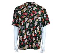 David Carey Giorno Dei Morti Zucchero Teschi Floreale Camp Camicia Button Down