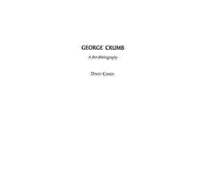 David Cohen George Crumb (Copertina rigida) Bio-Bibliographies in Music
